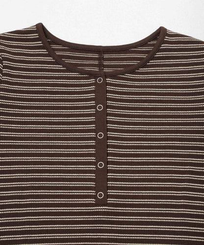 ワッフルボーダーヘンリネックTEE