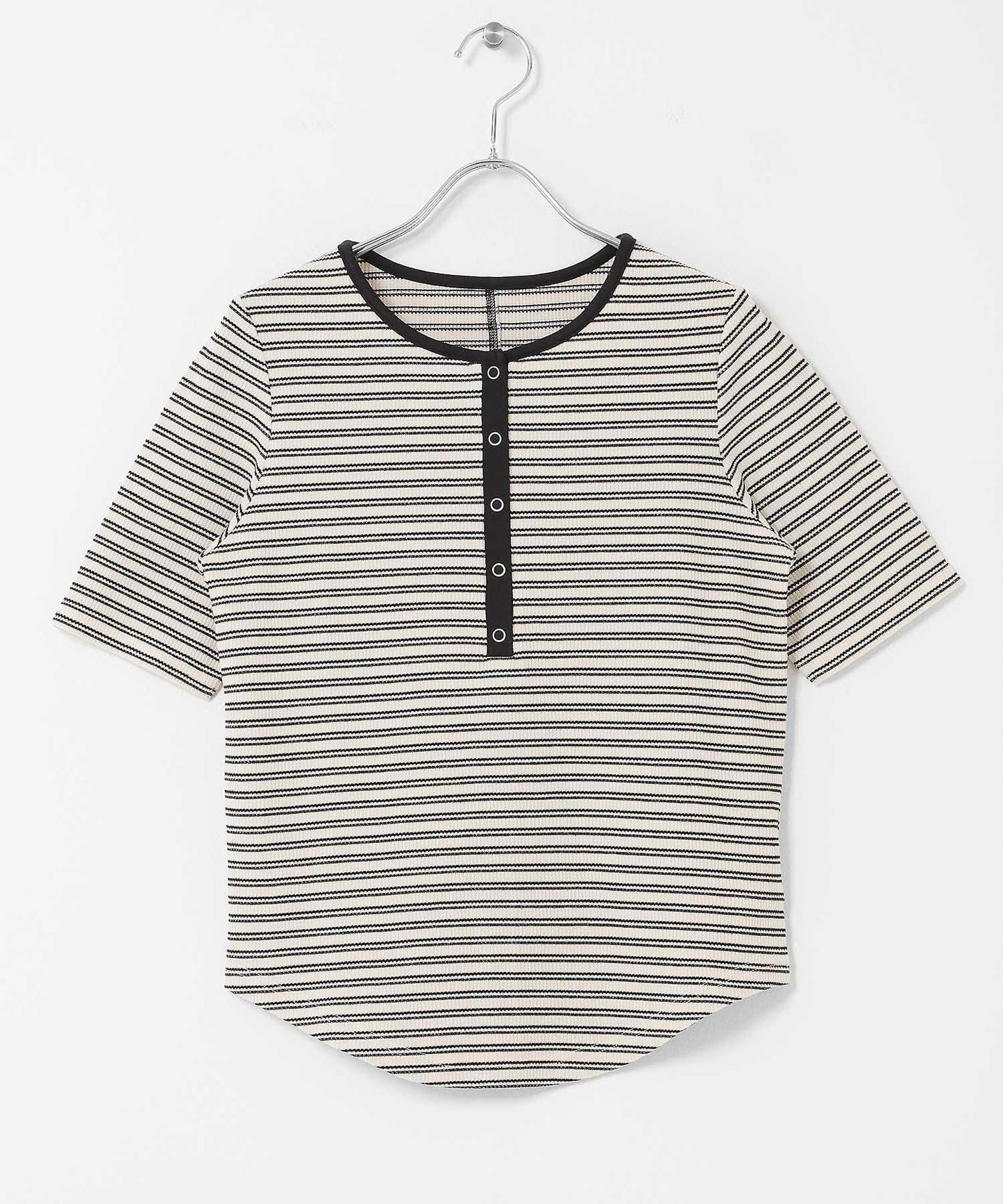 ワッフルボーダーヘンリネックTEE