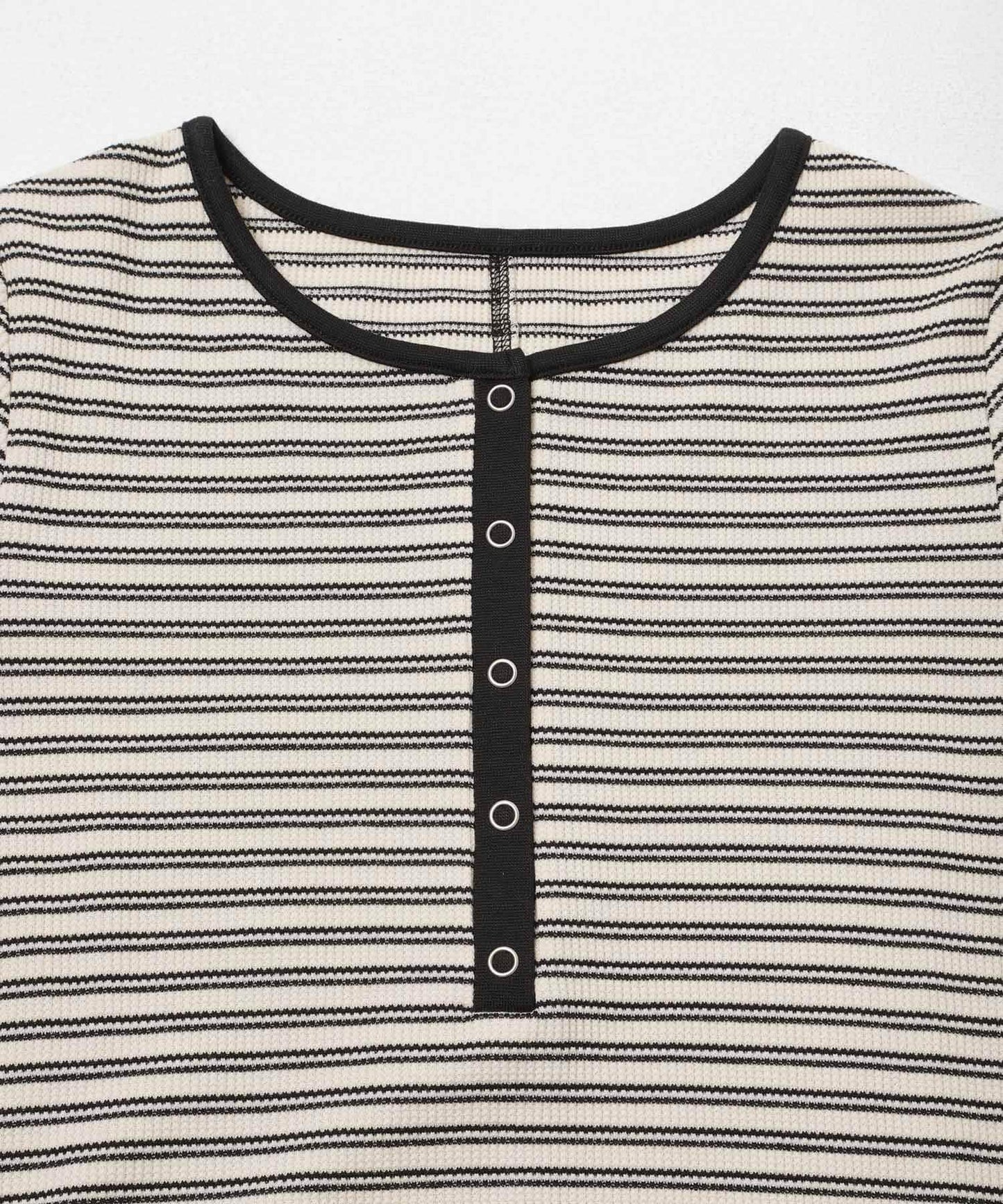 ワッフルボーダーヘンリネックTEE