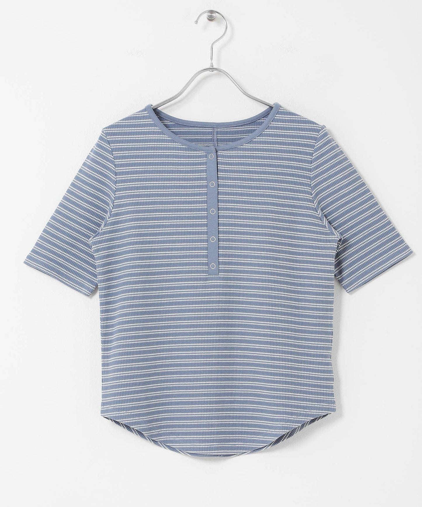 ワッフルボーダーヘンリネックTEE