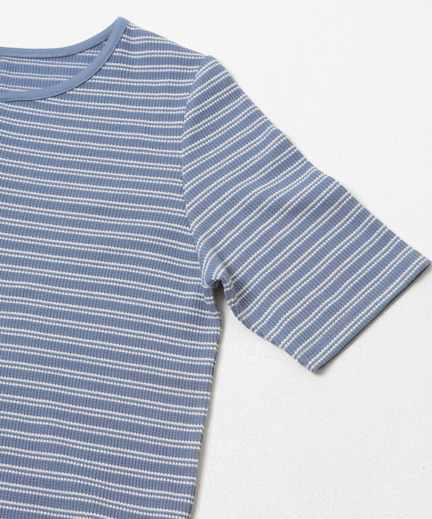 ワッフルボーダーヘンリネックTEE