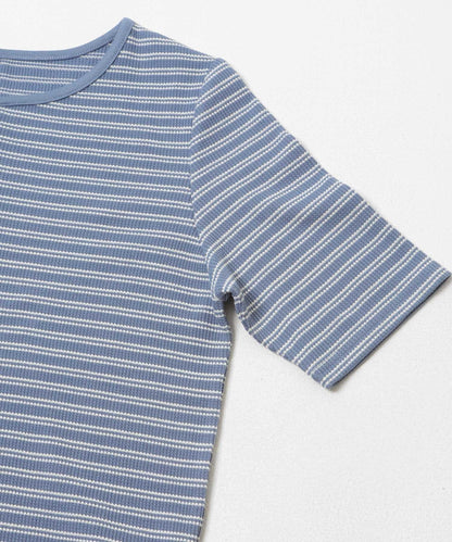 ワッフルボーダーヘンリネックTEE
