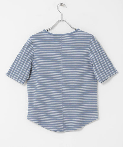 ワッフルボーダーヘンリネックTEE