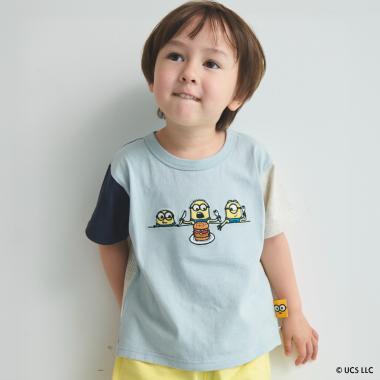 【ミニオン】布帛切り替え半袖Tシャツ