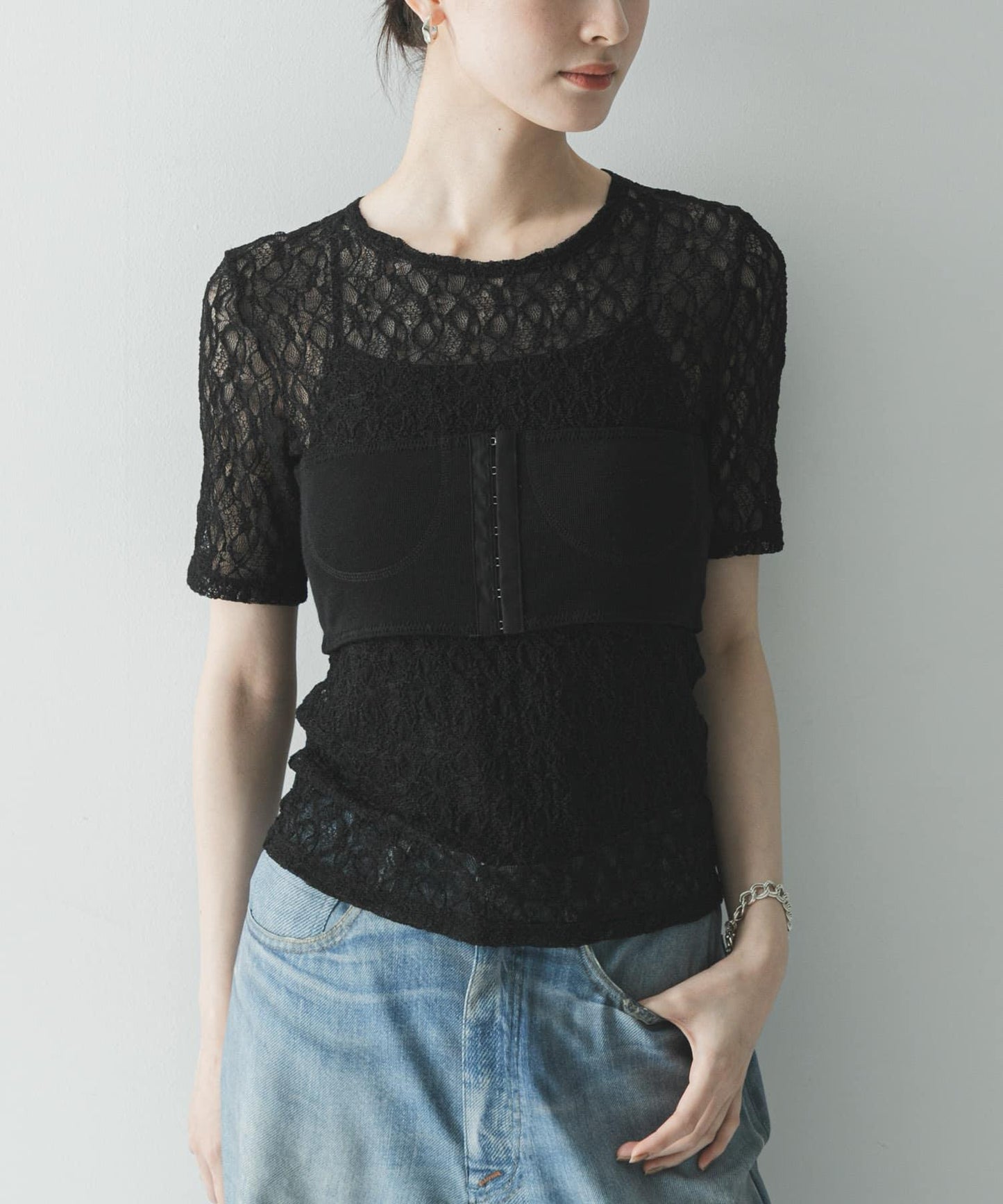 ストレッチレースコンパクトTシャツ