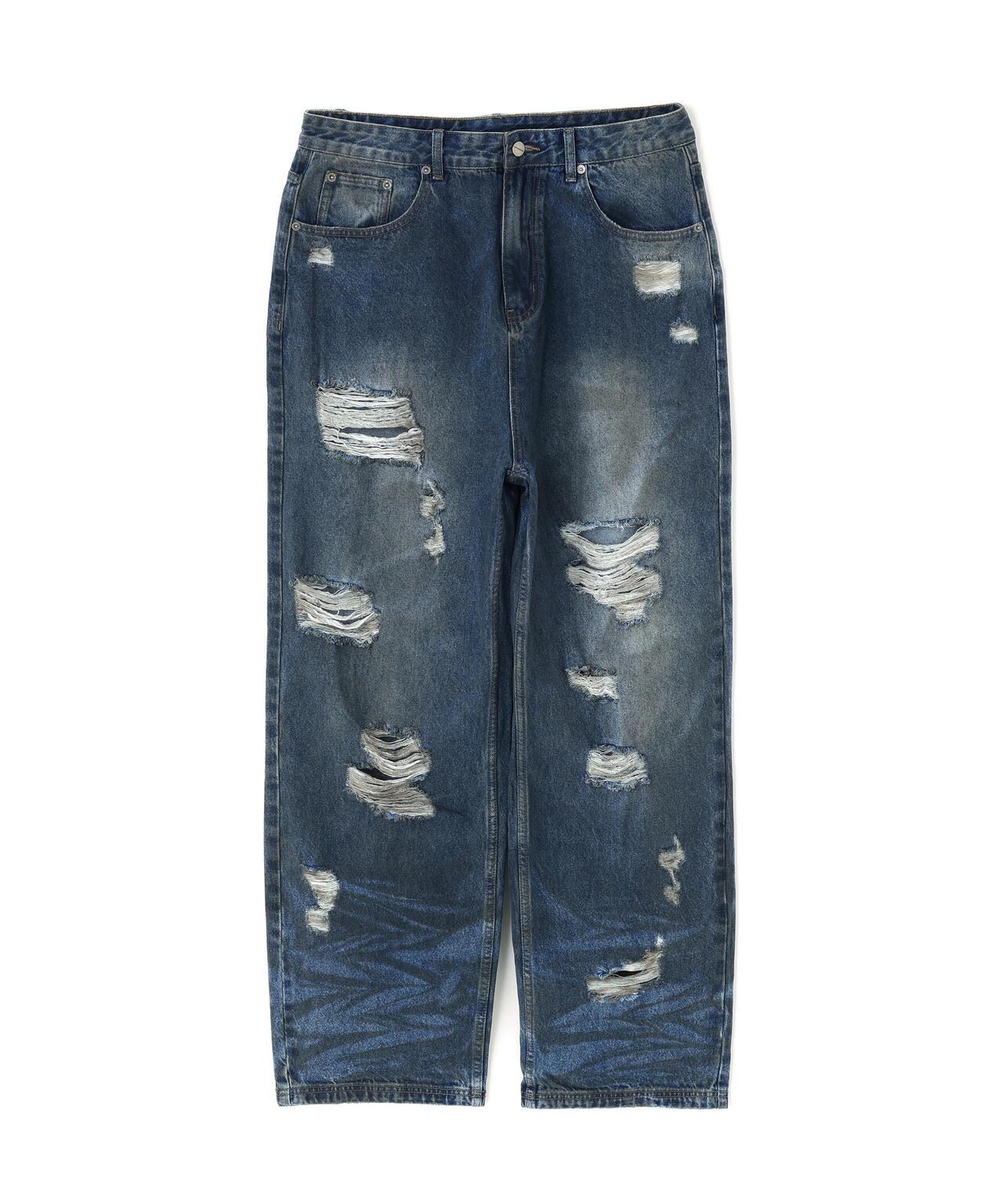 NOT4NERD/ノットフォーナード/Hidden Symbol Distressed Denim Pants