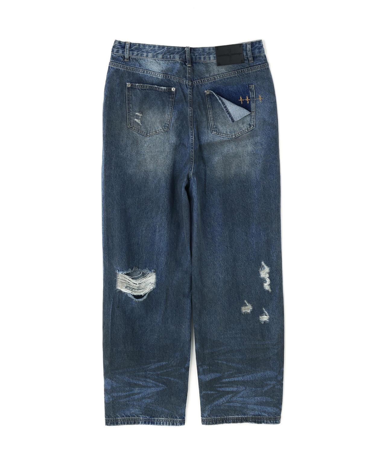 NOT4NERD/ノットフォーナード/Hidden Symbol Distressed Denim Pants
