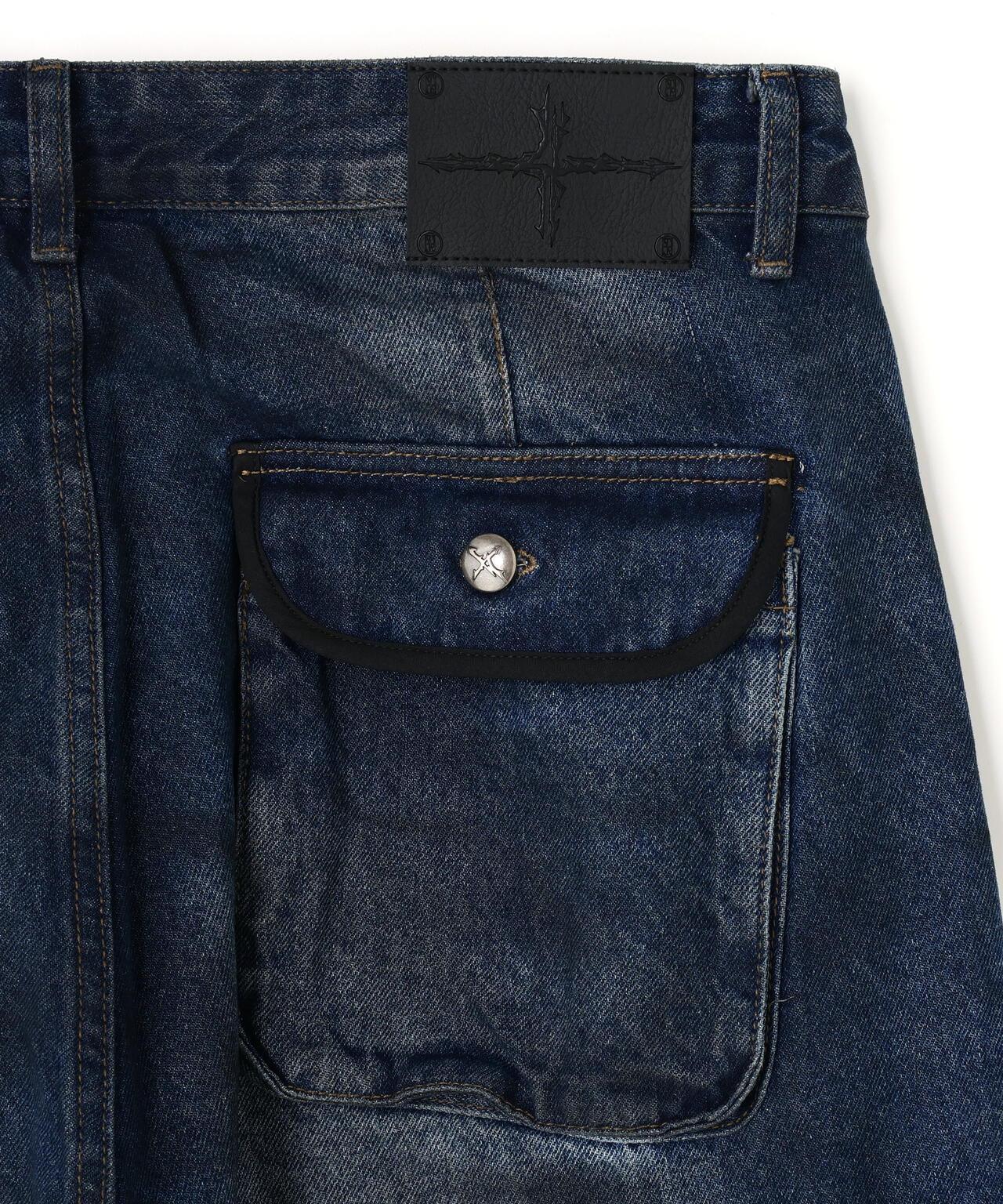 NOT4NERD/ノットフォーナード/Dirty Washed Parachute Cargo Denim Pants