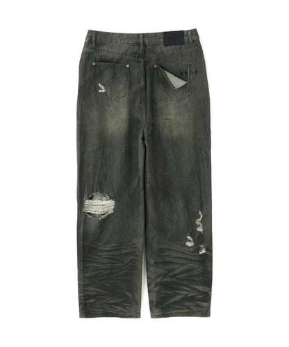 NOT4NERD/ノットフォーナード/Hidden Symbol Distressed Denim Pants