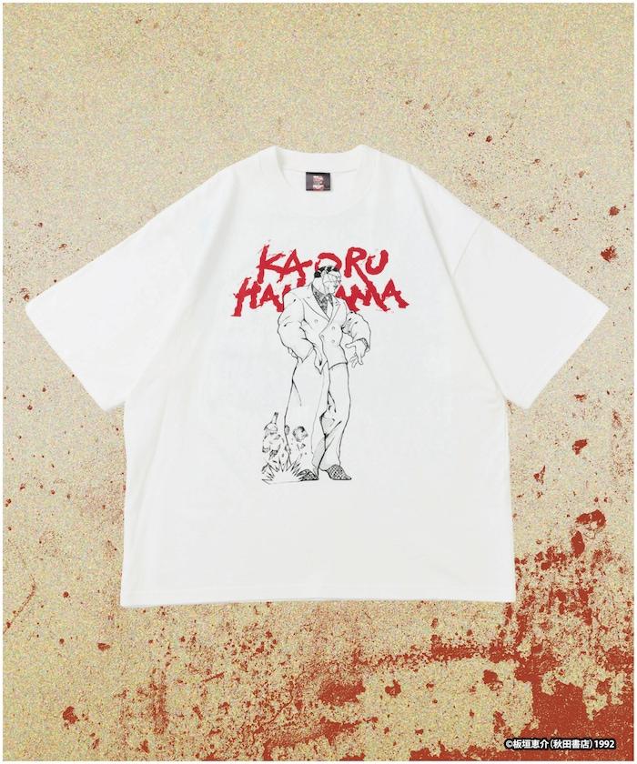 刃牙 「花山薫/侠客立」 プリント クルーネック Tシャツ