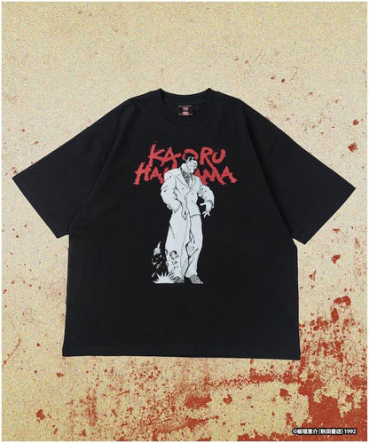 刃牙 「花山薫/侠客立」 プリント クルーネック Tシャツ
