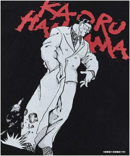 刃牙 「花山薫/侠客立」 プリント クルーネック Tシャツ