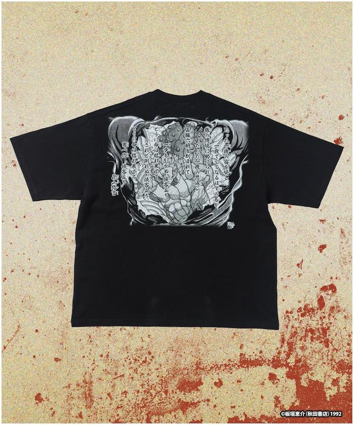 刃牙 「花山薫/侠客立」 プリント クルーネック Tシャツ