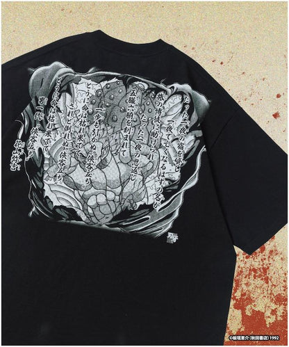 刃牙 「花山薫/侠客立」 プリント クルーネック Tシャツ