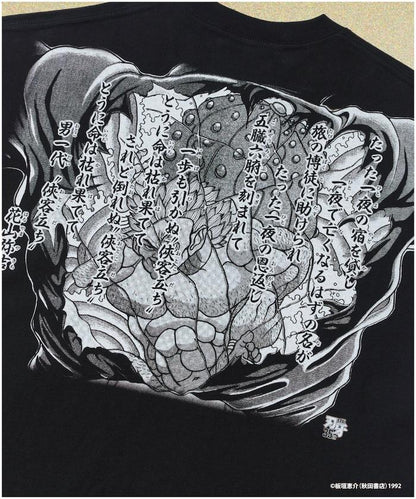 刃牙 「花山薫/侠客立」 プリント クルーネック Tシャツ