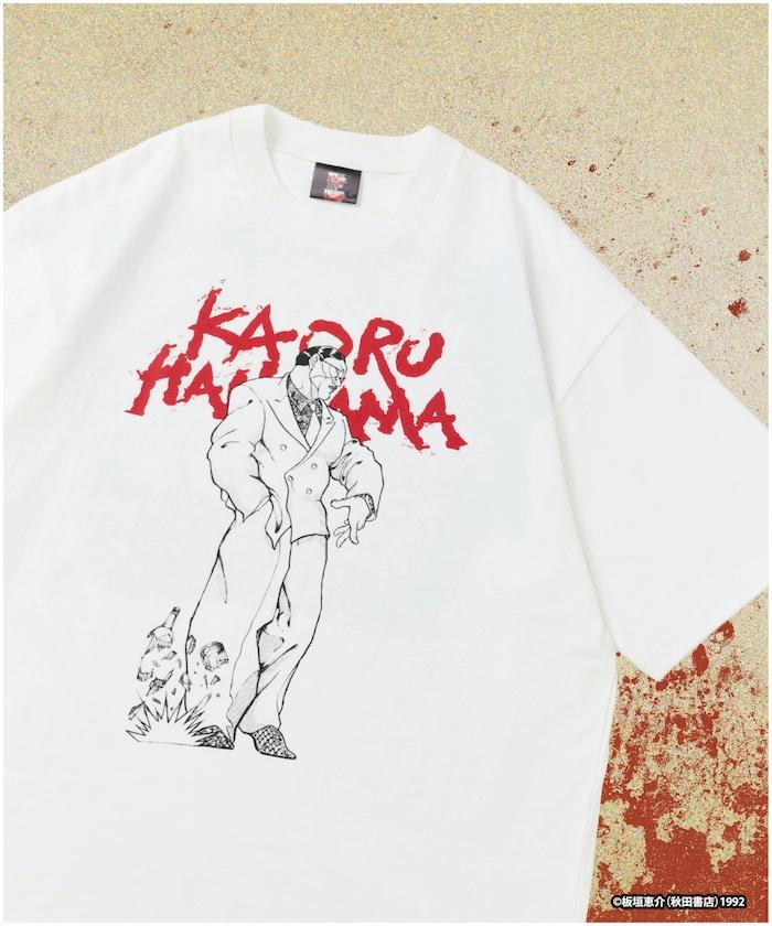 刃牙 「花山薫/侠客立」 プリント クルーネック Tシャツ