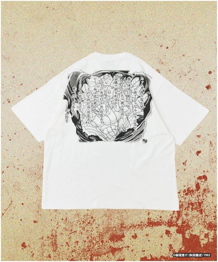 刃牙 「花山薫/侠客立」 プリント クルーネック Tシャツ