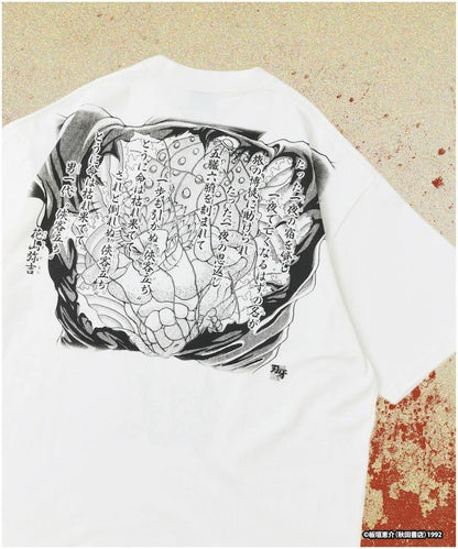 刃牙 「花山薫/侠客立」 プリント クルーネック Tシャツ