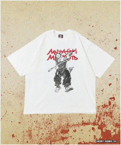 刃牙 「二天一流/宮本武蔵」プリント クルーネック Tシャツ