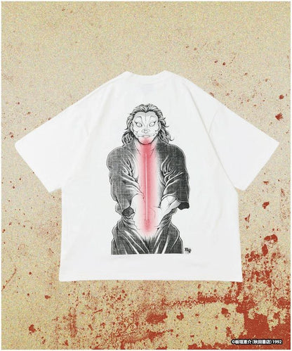 刃牙 「二天一流/宮本武蔵」プリント クルーネック Tシャツ