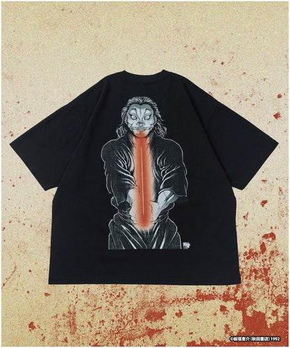 刃牙 「二天一流/宮本武蔵」プリント クルーネック Tシャツ