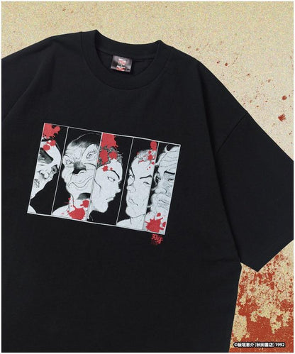 刃牙 「敗北を知りたい/最凶死刑囚」プリント クルーネック Tシャツ