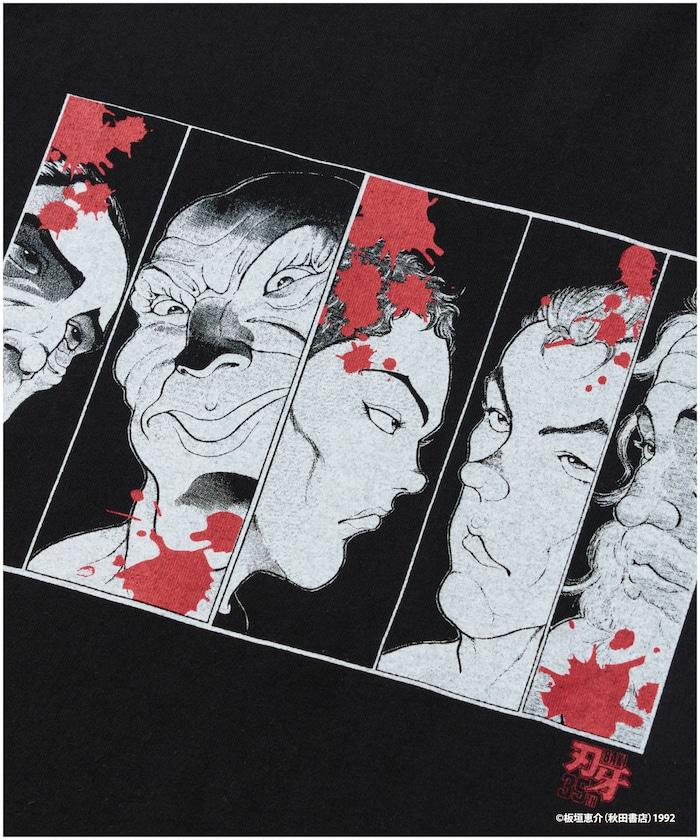 刃牙 「敗北を知りたい/最凶死刑囚」プリント クルーネック Tシャツ