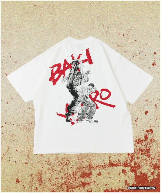 刃牙 「地上最強の親子喧嘩」 プリント クルーネック Tシャツ