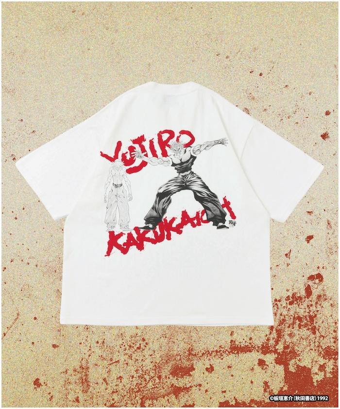 刃牙 「究極の暴力vs究極の武」 プリント クルーネック Tシャツ