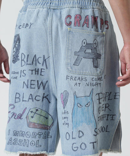 全塗繪牛仔短褲 All painted denim short pants