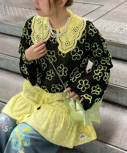 HELLO.SANFRANCISCO 2WAY花卉刺繡薄紗開衫