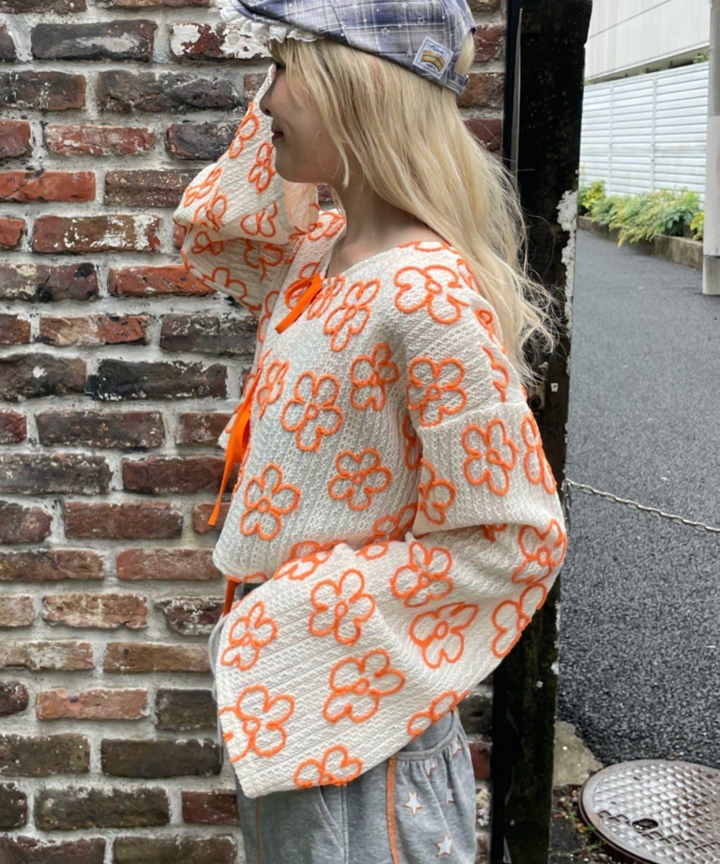 HELLO.SANFRANCISCO 2WAY花卉刺繡薄紗開衫