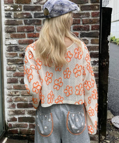 HELLO.SANFRANCISCO 2WAY花卉刺繡薄紗開衫