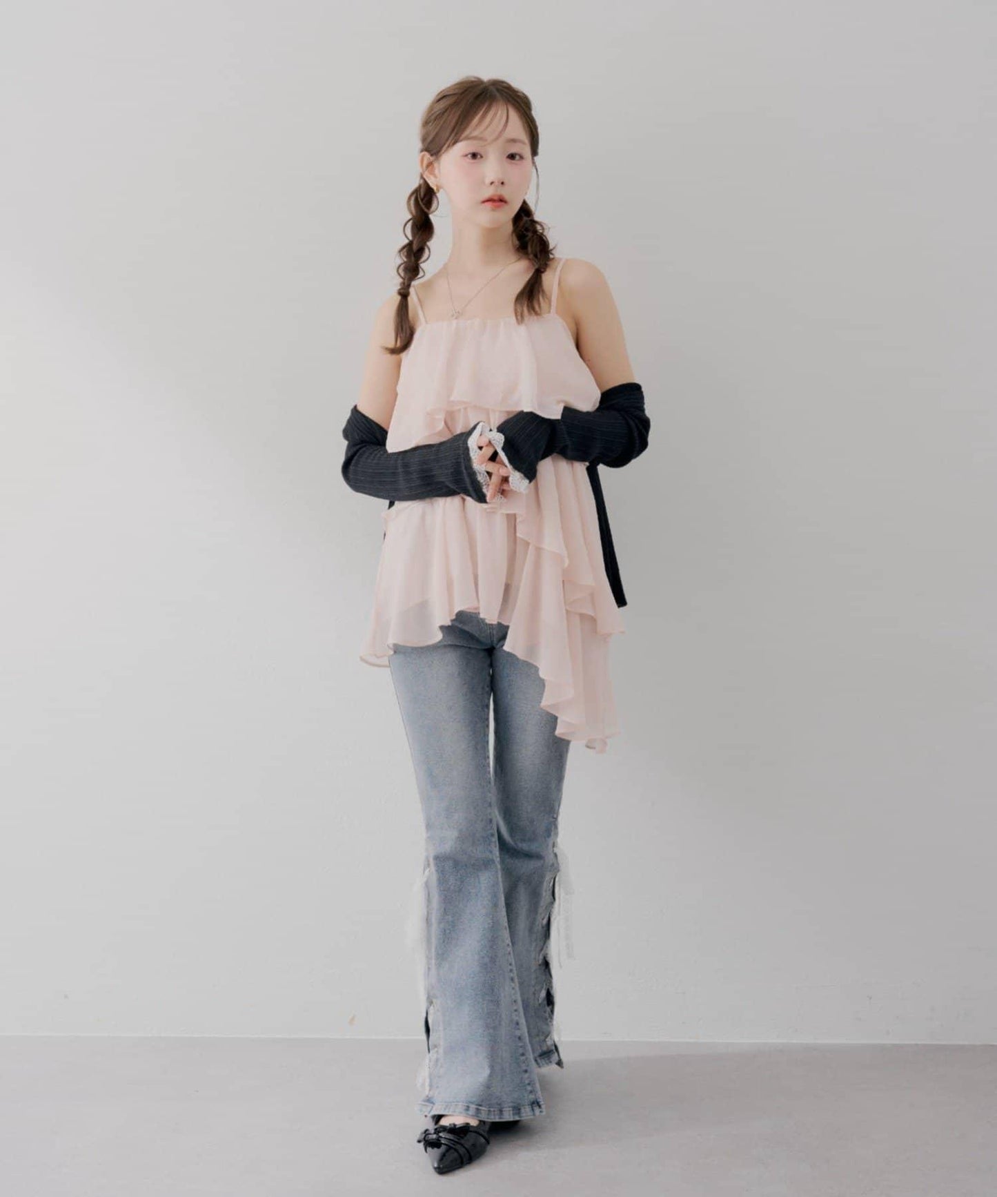 continuer 蕾絲喇叭牛仔褲