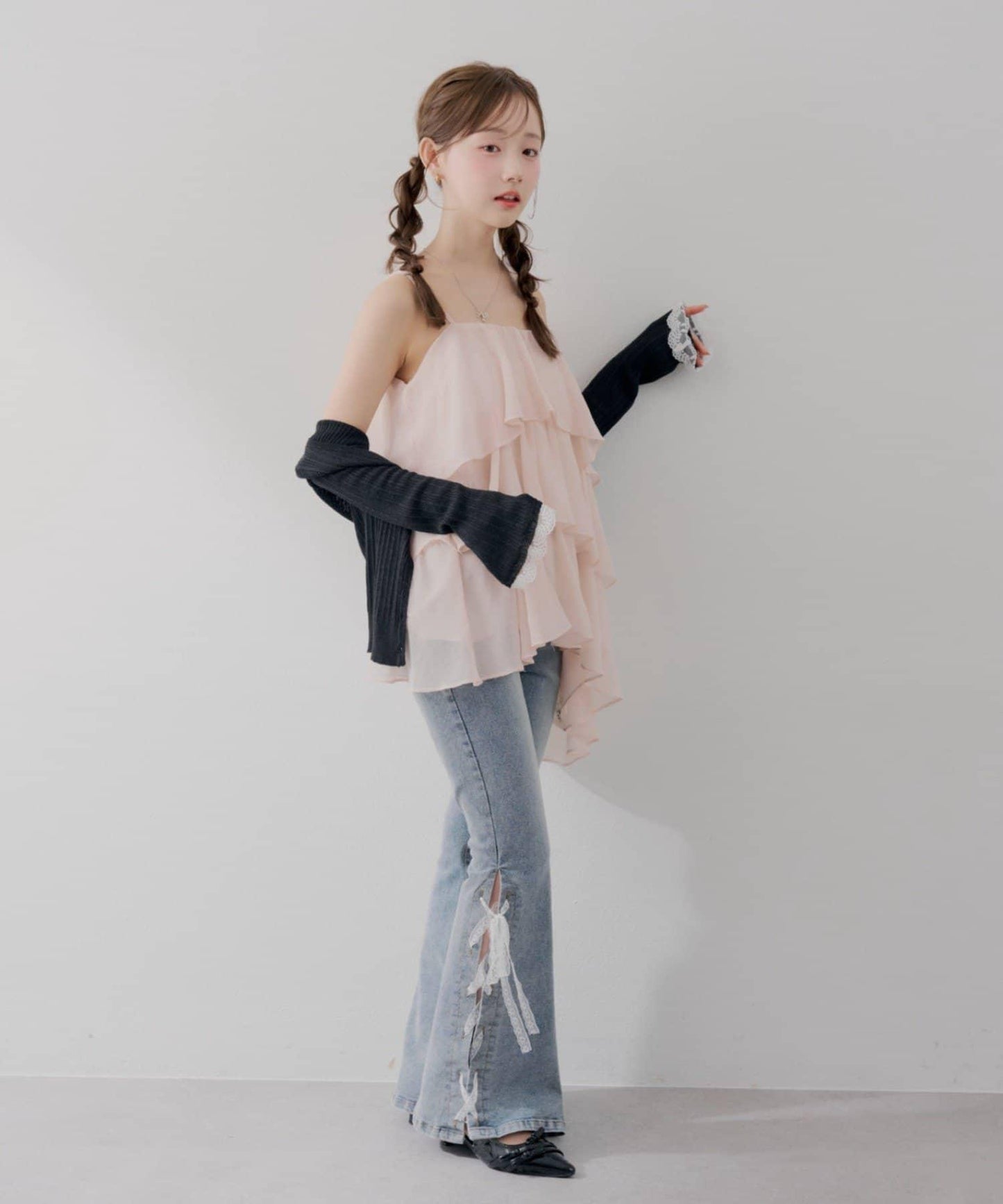 continuer 蕾絲喇叭牛仔褲