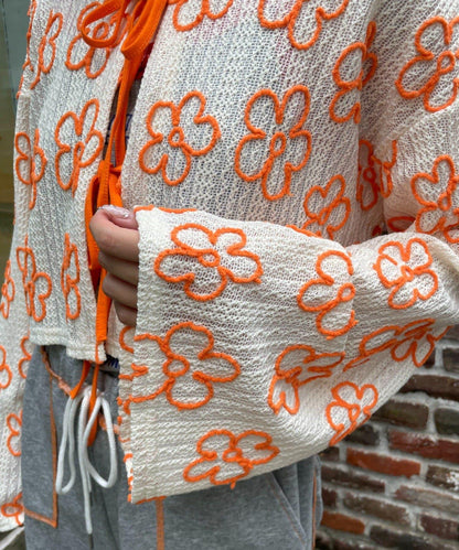 HELLO.SANFRANCISCO 2WAY花卉刺繡薄紗開衫