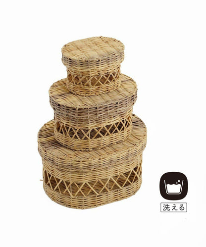 可水洗帶蓋橢圓形收納筐 L