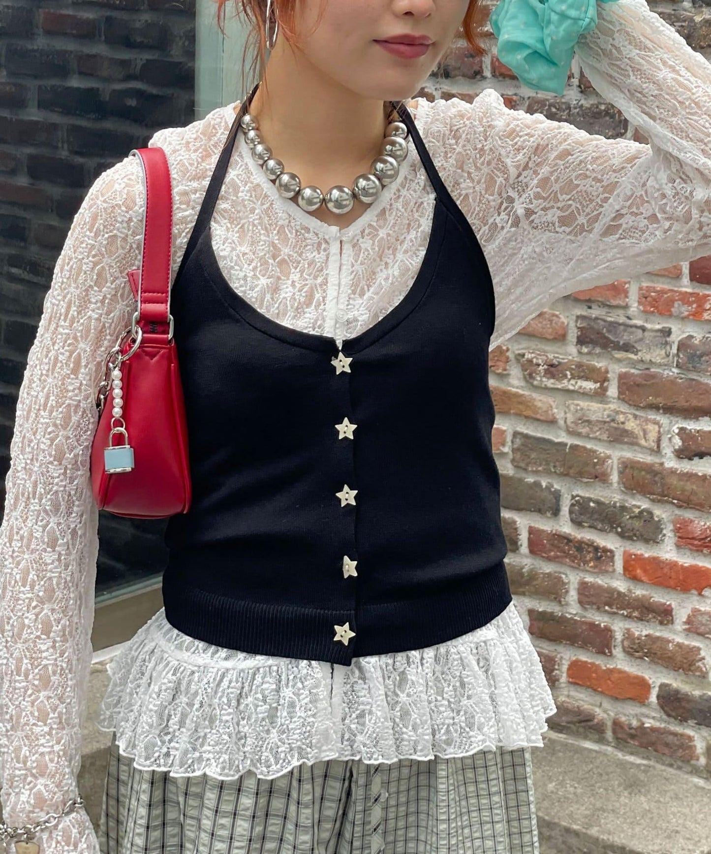 【WEB限定】ホルターネックレイヤードスターボタンキャミソール