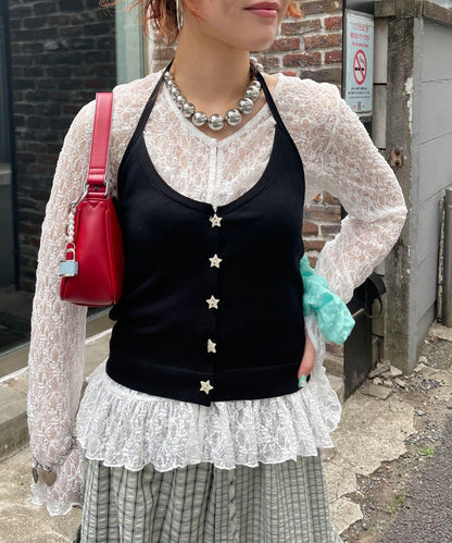 【WEB限定】ホルターネックレイヤードスターボタンキャミソール