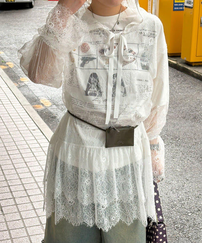 蕾絲連帽罩衫