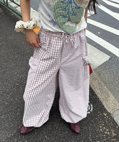 チェックバルーンイージーパンツ