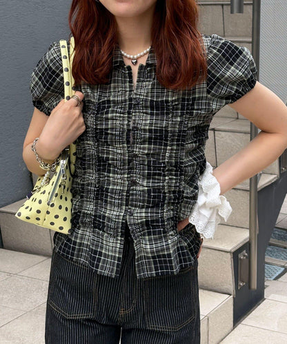 チェックシャーリングコンパクトシャツ