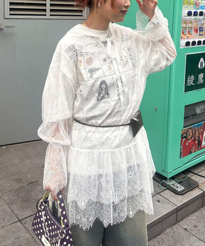 蕾絲連帽罩衫