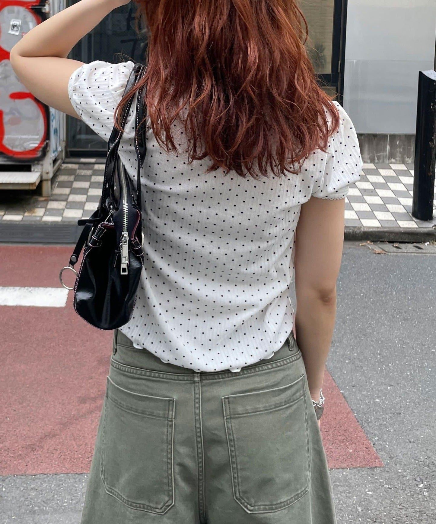 【WEB限定】ドットパフスリーブヘンリーネックTEE