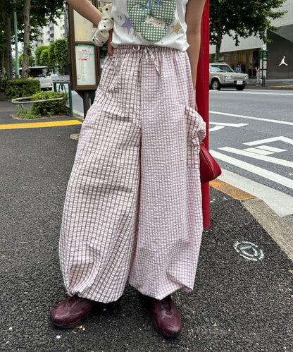 チェックバルーンイージーパンツ