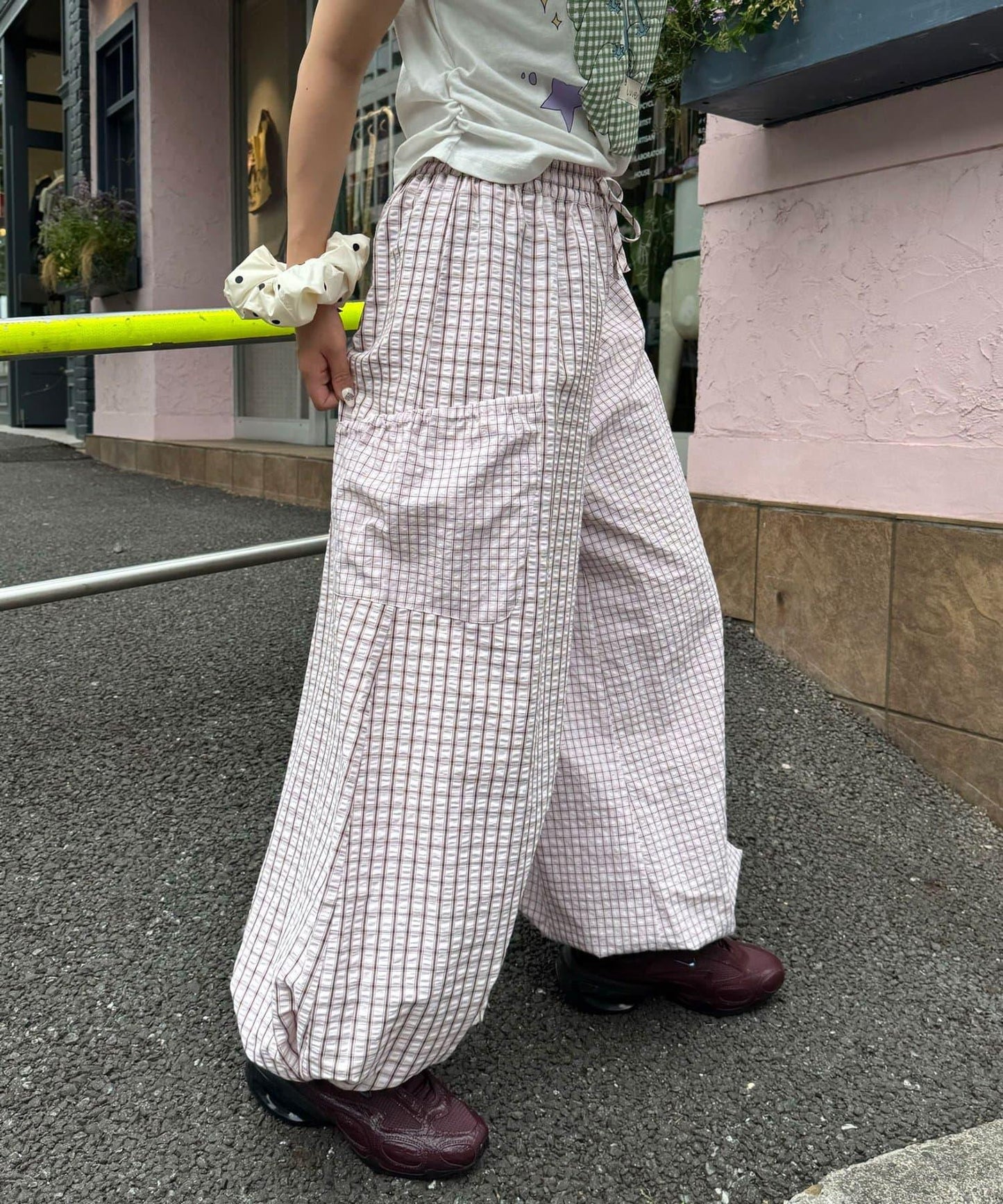 チェックバルーンイージーパンツ