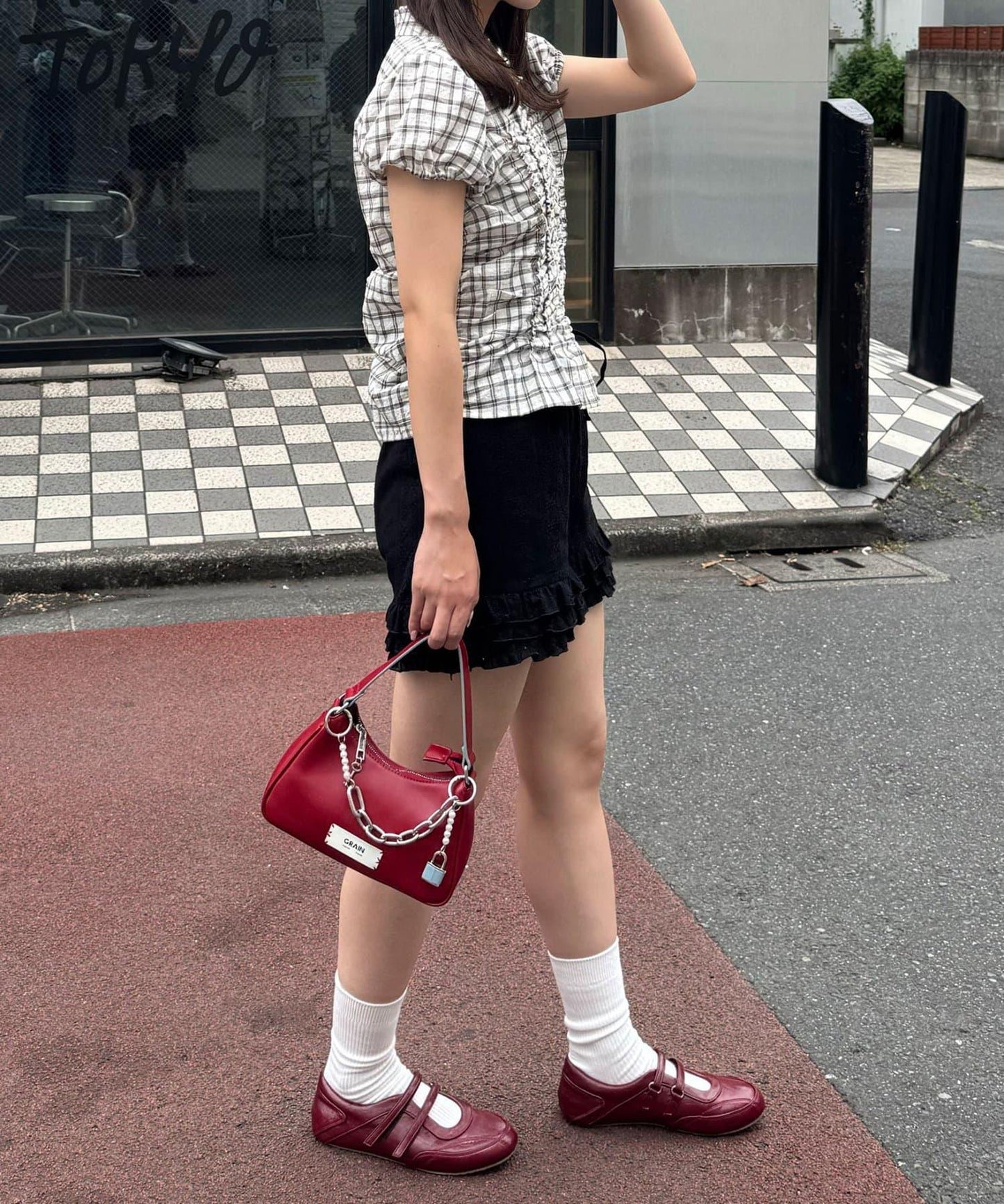 チェックシャーリングコンパクトシャツ