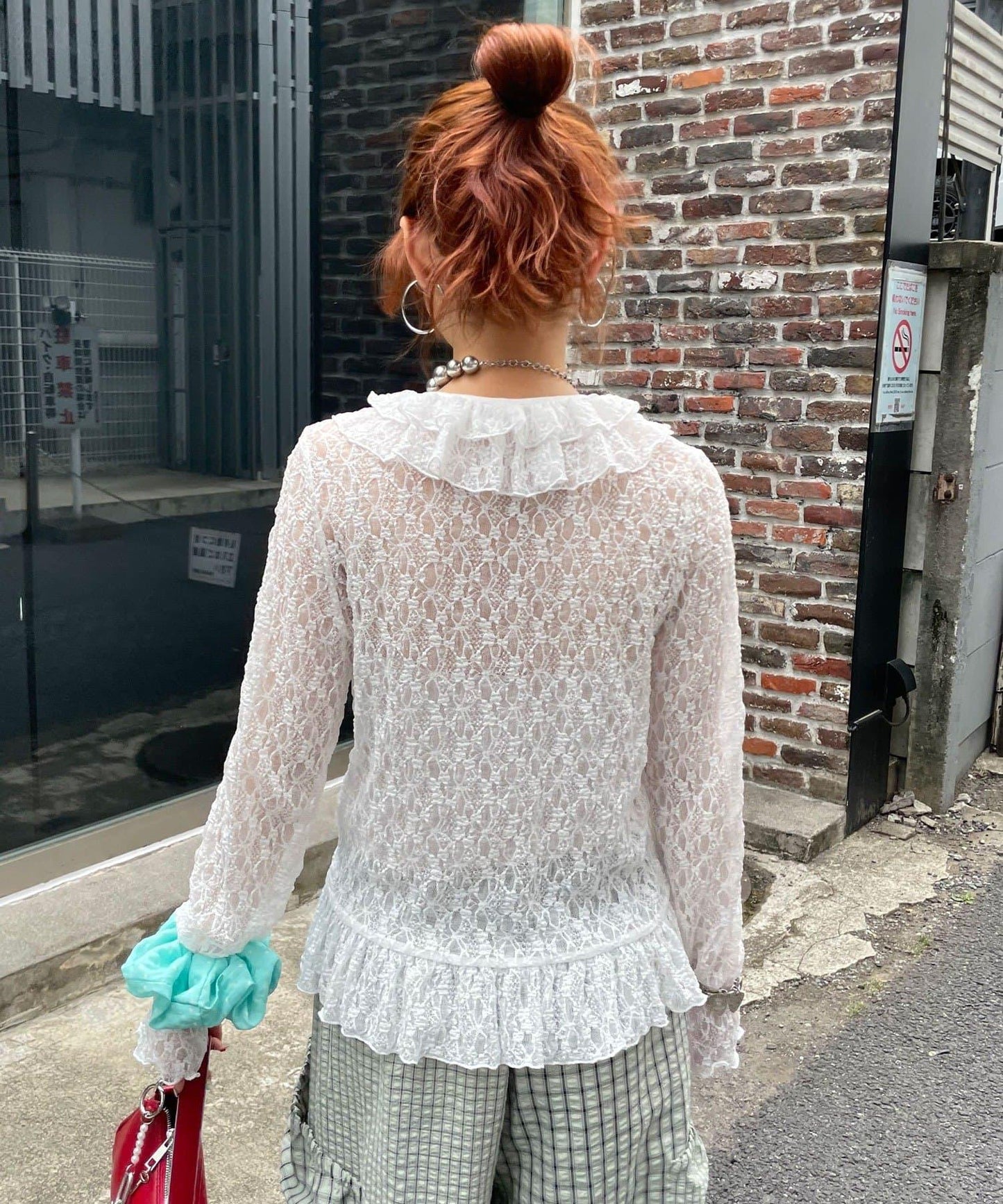 ラッフル付け襟SETレースブラウス