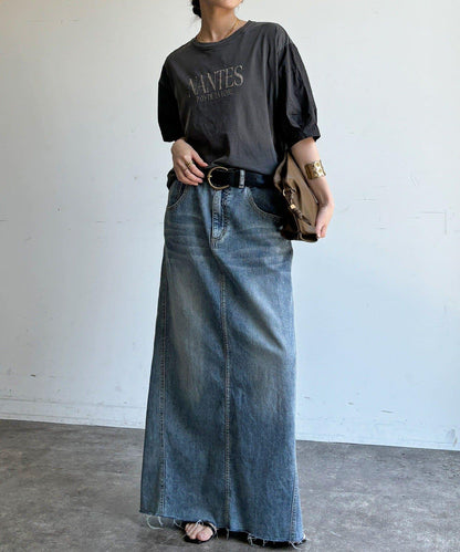 【WEB限定】異素材切替ワイドロゴTEE