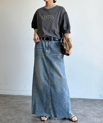 【WEB限定】異素材切替ワイドロゴTEE